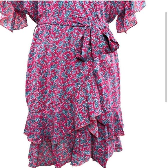 NEW Anthropologie Sabina Musayev Liri faux wrap floral ruffle dress Sz S‎ barbie - Picture 6 of 9
